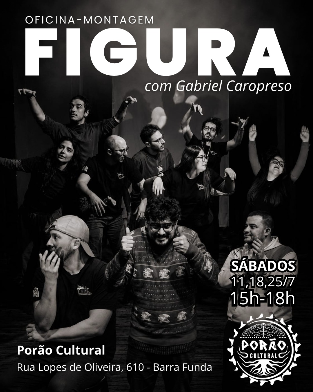 Flyer do Workshop FIGURA, com Gabriel Caropreso